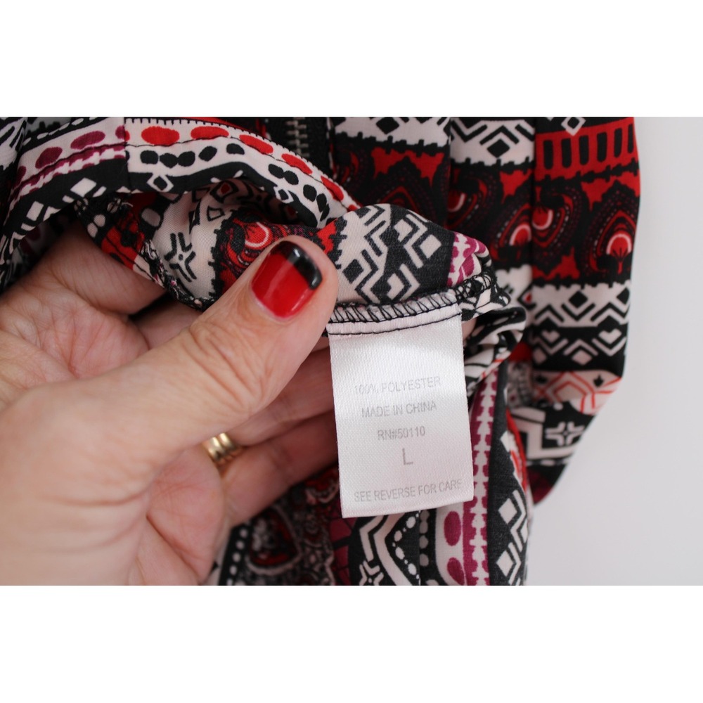 Feathers Dress Womens Large Boho Geometric Sleeveless Zip Pockets - Picture 5 of 8